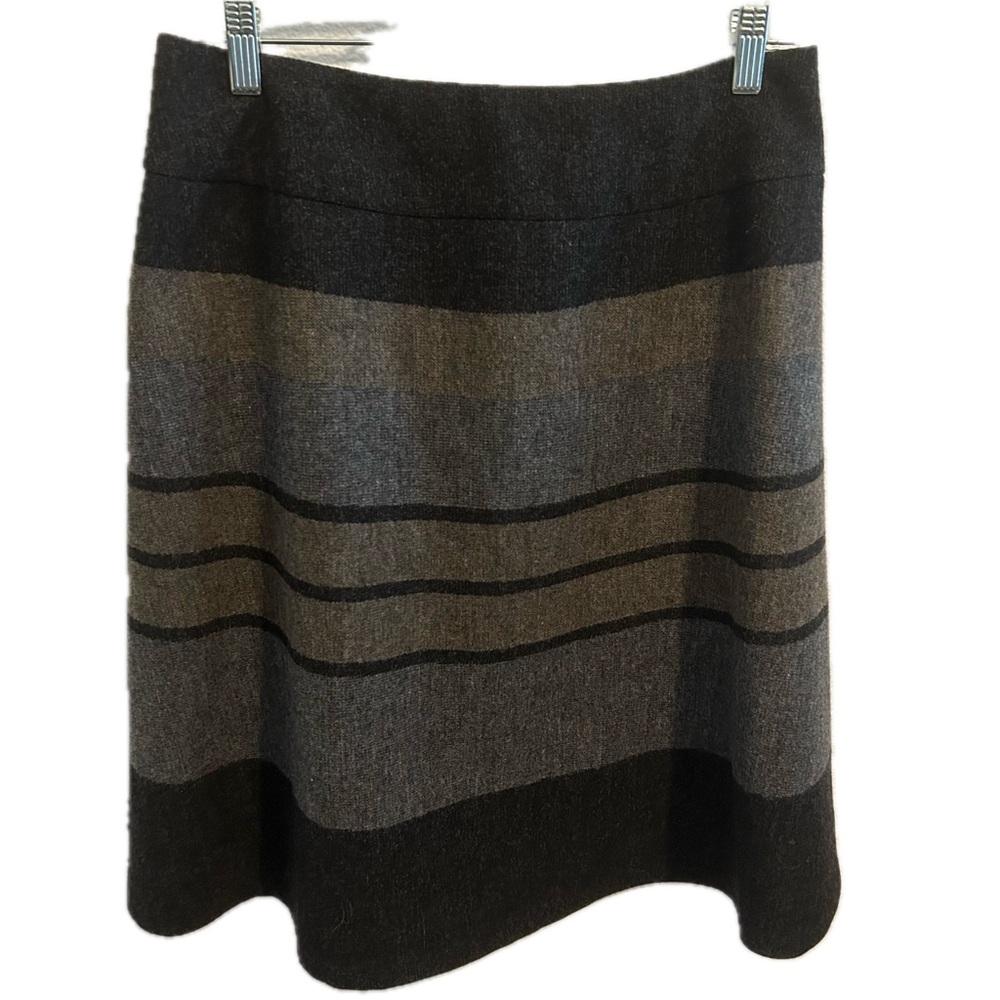 Pendleton vintage striped grey 100% virgin wool a-line skirt size 10 classic